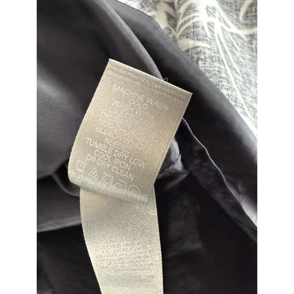 Liz Claiborne Sz 8 Linen Tropical Midi Shift Dress Black White Sleeveless Lined - Picture 10 of 11